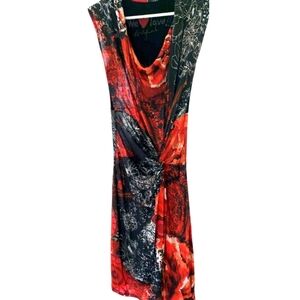 Desigual Elegant Red and Black Cocktail  Dress